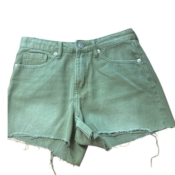 BR NWT Olive Green Mayfly Wash High rise Midweight Denim Shorts - Picture 1 of 9